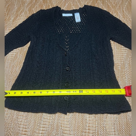 JH Collectibles Vintage Women's Black Crotchet Knit Cardigan, Size L - Picture 9 of 10